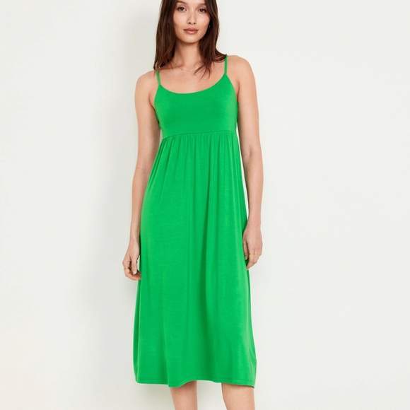 NWT OLD NAVY Fit & Flare Cami Midi Dress Color: Beach Cruiser Green - Picture 1 of 9